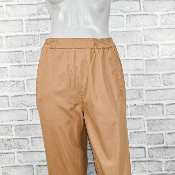 Aiayu Women's Elastic Wasit Crop Pants in Beige Cotton size XS - Picture 9 of 11